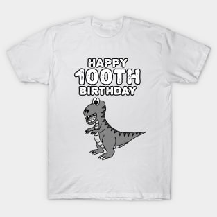 Happy 100th Birthday Dinosaur T-Rex Funny T-Shirt